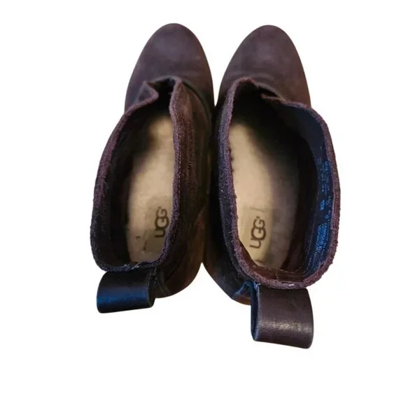 UGG Womens Brown Suede Ankle Boots With Shearling Lining & Buckle Strap Detail S - Picture 3 of 11